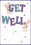 Vivid and inviting, this Kingston Vale-inspired get well card sends a wave of comfort through its playful, heartfelt illustration. A soft teddy bear, its light brown fur exquisitely shaded, perches proudly atop the robust purple 'GET,' looking on with a gentle, optimistic smile. Beneath, a floppy-eared puppy with cream and caramel accents balances against the teal 'WELL,' his pose exuding loyalty and hope. The background is a smooth, luminous white, while shimmering stars in royal blue and lavender seem to dance across the scene-mirroring the lively spirit found at local community gatherings near Coombe Hill. The typography is bold yet friendly, its interplay of shadow and light echoing the dimensional quality of freshly chosen flowers bundled for delivery by a Kingston Vale florist. Every character stroke and star appears thoughtfully arranged, with a soft, tactile quality reminiscent of the comforting touch of a familiar friend or the gentle petals of spring blooms. This card is more than a wish for wellness-it's a small celebration of togetherness, warmth, and the restorative power of community kindness that defines Kingston Vale.